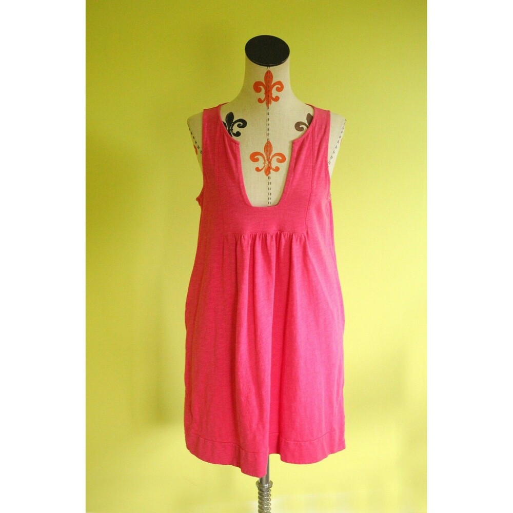 J CREW Womens S Pink Dress Sundress 100% Cotton Lightweight Sleeveless Pockets